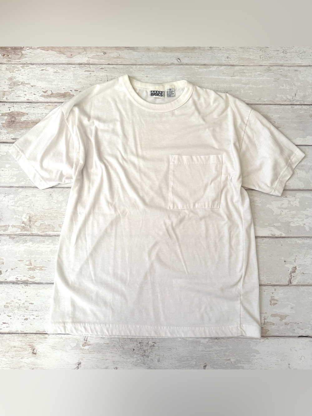 Unisex Medium White Pocket Tee Short Sleeve Shirt Trend Basics Mens M
